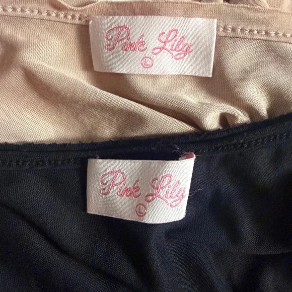 Womens L Henley Tank Top Black Tan Lightweight Minimal Casual Bundle Set of 2 - Picture 3 of 7